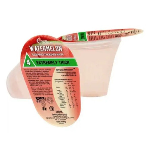 Flavour Creations Watermelon IDDSI Level 4 Extremely Thick (900) Thickened Water - Dysphagia Cup