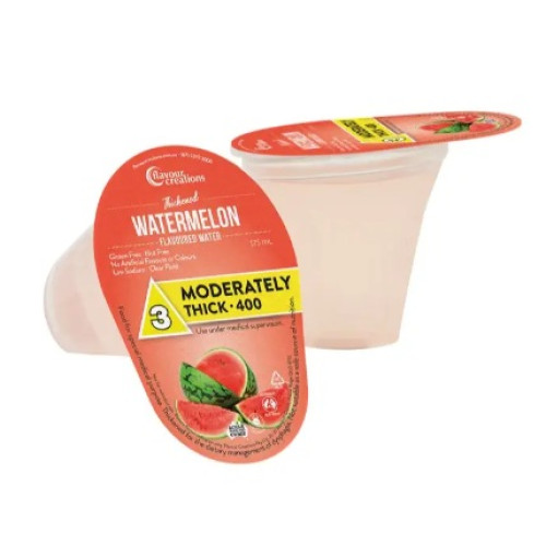 Flavour Creations Watermelon IDDSI Level 3 Moderately Thick (400) 175ml Thickened Water - Dysphagia Cup