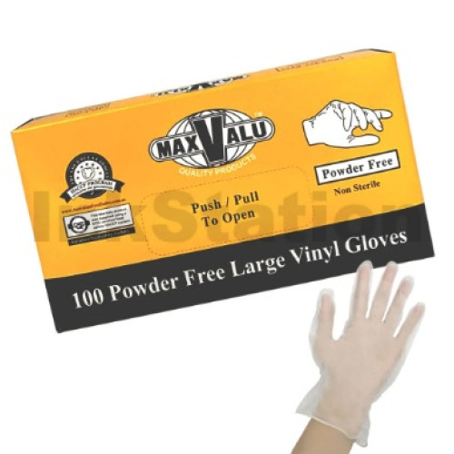 MaxValu Clear Vinyl Gloves Large L Lightly Powdered Non Sterile
