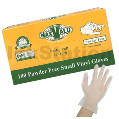 MaxValu Clear Vinyl Gloves Small S Lightly Powdered Non Sterile