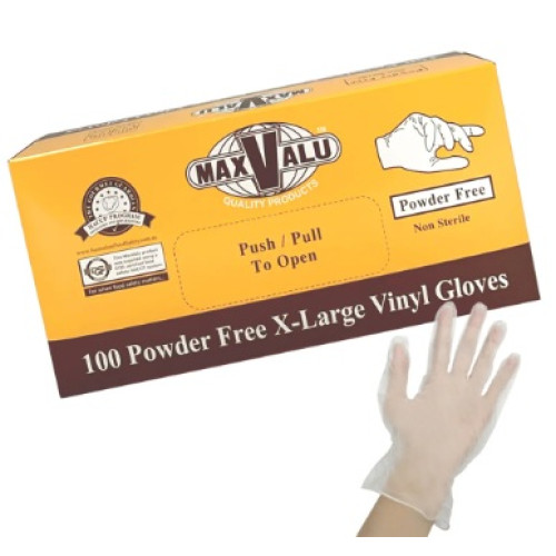 MaxValu Clear Vinyl Gloves Extra Large EL Lightly Powdered Non Sterile