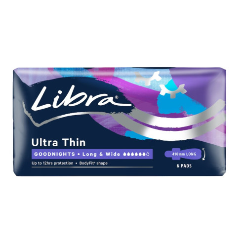Libra Goodnights Ultra Thin Long & Wide Pads 6 pack