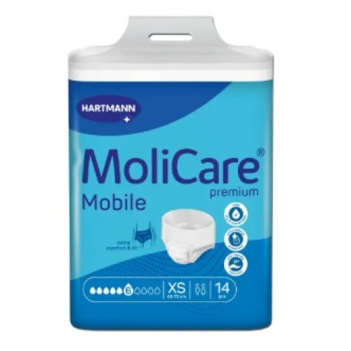 Molicare Premium Mobile 6Drops Extra Small XS Waist 40-70cm Unisex 1361ml White