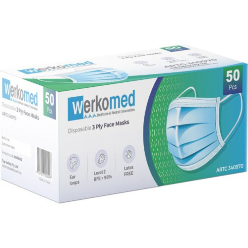 Werkomed Disposable 3 Ply Face Mask Box of 50