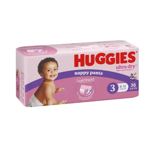 Huggies Ultra Dry Nappy Pants for Girls Size3 6-12kg 36pants