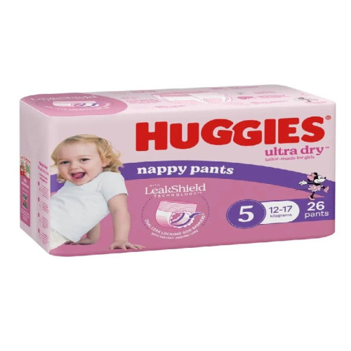 Huggies Ultra Dry Nappy Pants for Girls Size5 12-17kg 26pants