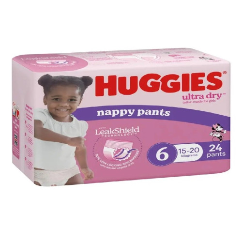 Huggies Ultra Dry Nappy Pants for Girls Size6 15-20kg 24pants