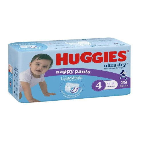 Huggies Ultra Dry Nappy Pants for Boys Size4 9-14kg 29pants