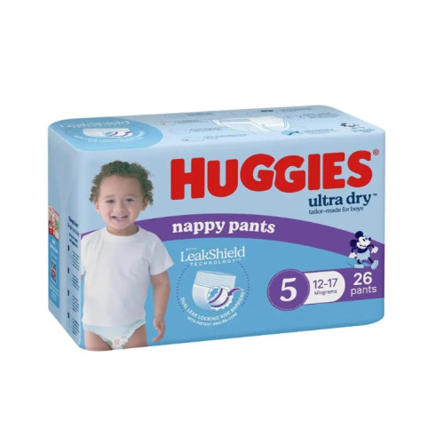 Huggies Ultra Dry Nappy Pants for Boys Size5 12-17kg 26pants