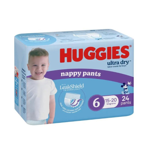 Huggies Ultra Dry Nappy Pants for Boys Size6 15-20kg 24pants