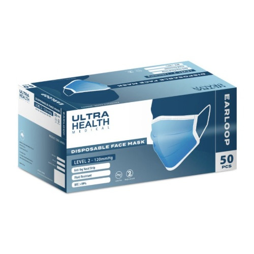 Ultra Health Level2 Surgical Face Masks 50x20boxes/CTN Blue