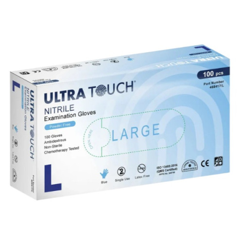 Ultra Touch Examination Nitrile Blue Powder Free Gloves 100pcs L