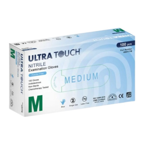 Ultra Touch Examination Nitrile Blue Powder Free Gloves 100pcs M
