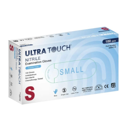 Ultra Touch Examination Nitrile Blue Powder Free Gloves 100pcs S