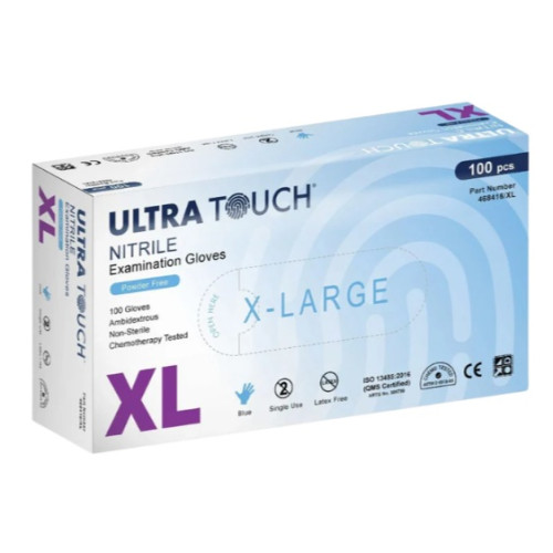 Ultra Touch Examination Nitrile Blue Powder Free Gloves 100pcs XL