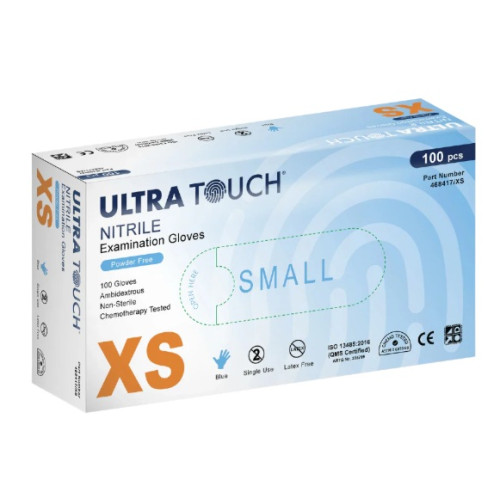 Ultra Touch Examination Nitrile Blue Powder Free Gloves 100pcs XS