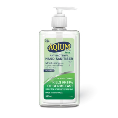 Aqium Antibacterial Hand Sanitiser with Aloe 375ml