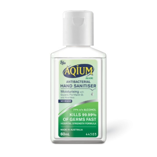 Aqium Antibacterial Hand Sanitiser with Aloe 60ml
