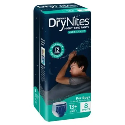 Huggies DryNites Night Time Pants Boys 13+Years (52kg+) 8pcs