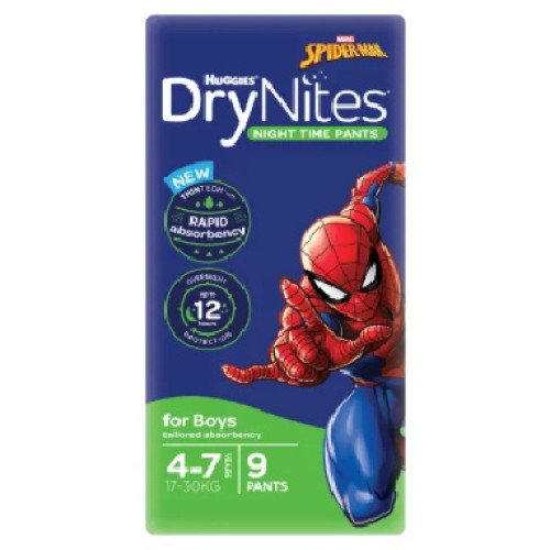 Huggies DryNites Night Time Pants Boys 4-7Years (17-30kg) 9pcs