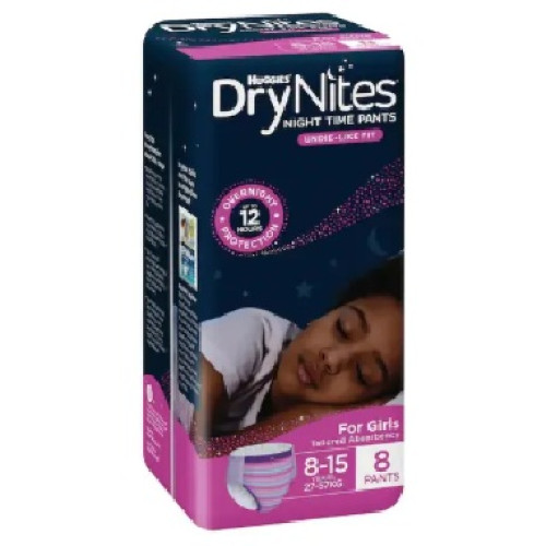 Huggies DryNites Night Time Pants Girls 8-15Years (27-57kg) 8pcs