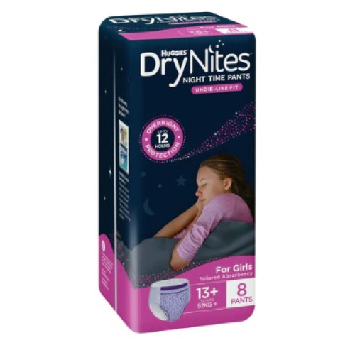 Huggies DryNites Night Time Pants Girls 13+Years (52kg+) 8pcs