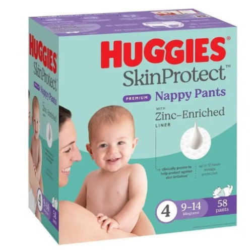 Huggies Skin Protect Nappy Pants Size4 9-14kg Unisex 58pcs