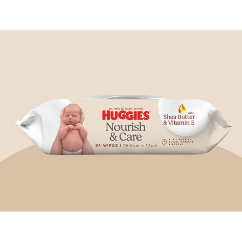 Huggies Nourish & Care Baby Wipes 64pcs