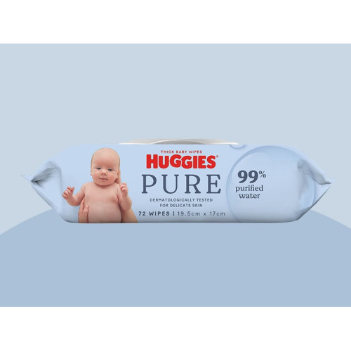 Huggies PURE 99% Purified Water Baby Wipes 72pcs
