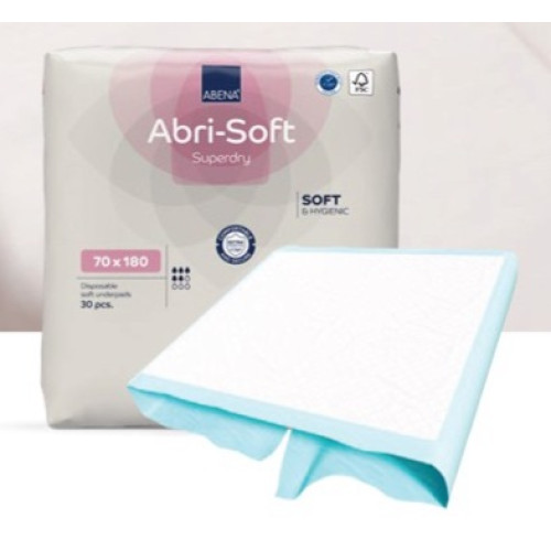 Abena Abri-Soft Superdry Bed Protector Soft Underpads With Flaps Large 70 x180cm 1750ml