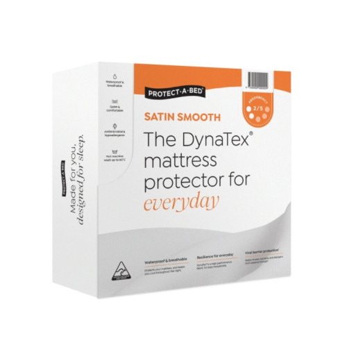 Protect-A-Bed Satin Smooth DynaTex Mattress Protector Waterproof Single 92x188cm 20-40cm 500ml