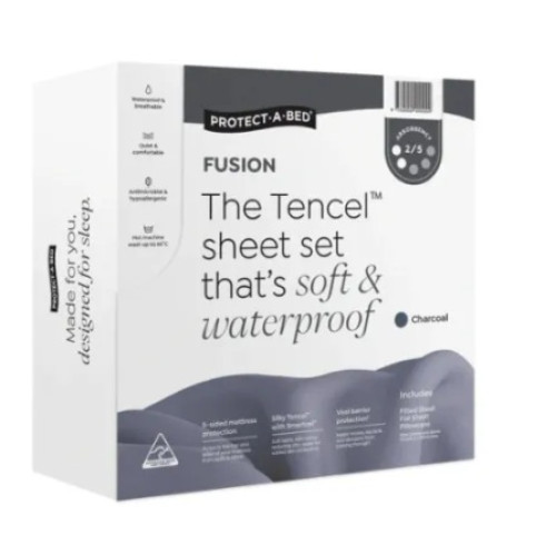 Protect-A-Bed Fusion Tencel Waterproof Sheet Set Charcoal King