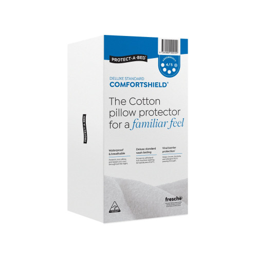 Protect-A-Bed Comfortshield Deluxe Cotton Terry Fitted Waterproof Sleep Pillow Protectors Standard 48x73cm 200ml