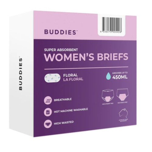 Buddies La Floral High Waisted Woman's Washable Brief Super Absorbent S Waist 80cm 450ml