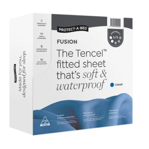 Protect-A-Bed Fusion Tencel Fitted Cobalt Queen