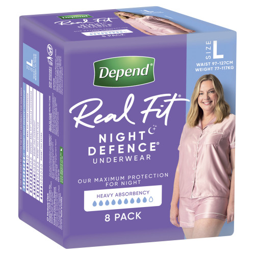 Depend Real Fit Night Defence Female Large Waist 97-122cm 1350ml