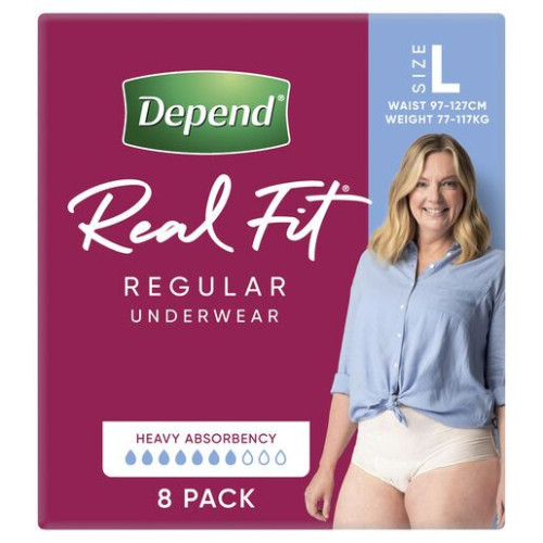 Depend Real Fit Regular Underwear Women Large Waist 97 127cm 920ml