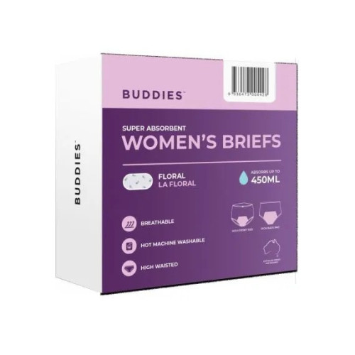 Buddies La Floral Woman's Washable Brief Super Absorbent 2 XL Waist 100cm 450ml