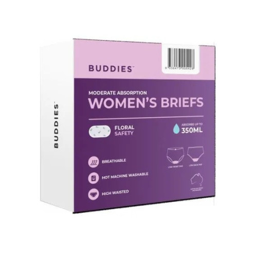 Buddies Safety Woman's Washable Brief Moderate Absorption 3 Xl Waist 105 Cm 350ml Floral