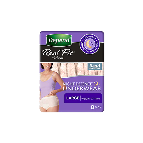 Depend Real Fit Night Defence Female Large Waist 97-122cm 1350ml
