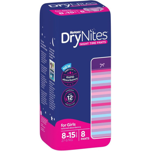Huggies Drynites Pyjama Pants Size 5 Age 8-15 Yrs Girl 27-57kg