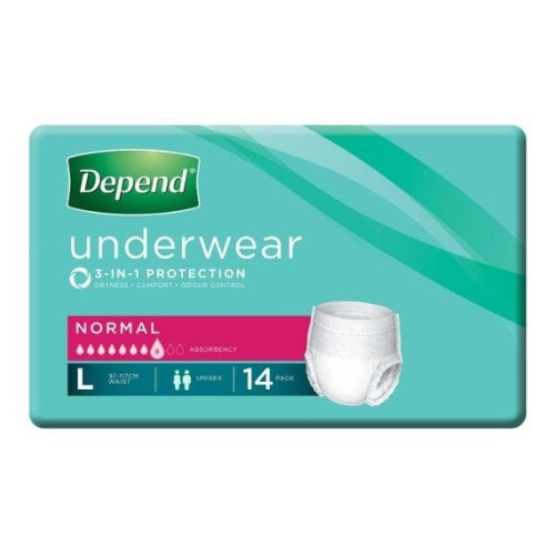 Depend Normal Underwear Large Unisex Waist 97 127cm 850ml