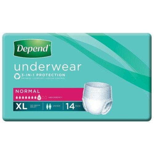Depend Normal Underwear X-Large Unisex Waist 122cm 162cm 850ml