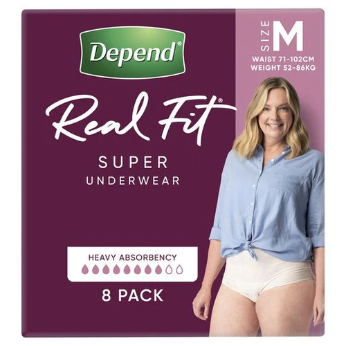 Depend Real Fit Super Underwear Women Medium Waist 71 102cm 1320ml