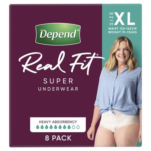 Depend Real Fit Super Underwear For Women X Large Waist 122 162cm 1320ml