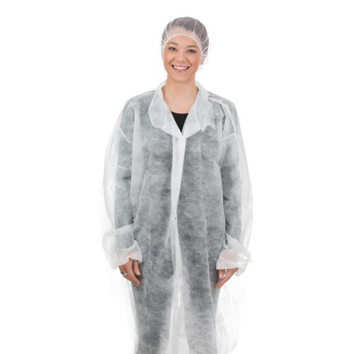 Allcare Coat Lab Velcro Closure White