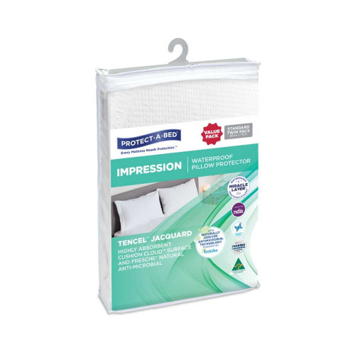 Impression Jacquard Waterproof Pillow Protectors Twin Pack