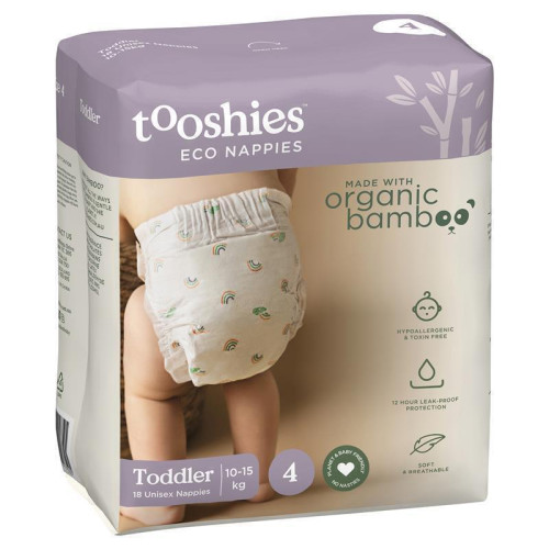 Tooshies ECO Nappies Size 4 Toddler 10-15kg 18pk