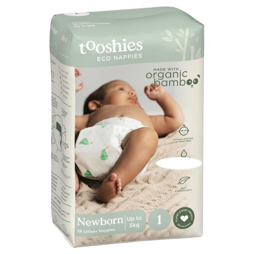 Tooshies ECO Nappies Size 1 Newborn 3-5kg 26pk